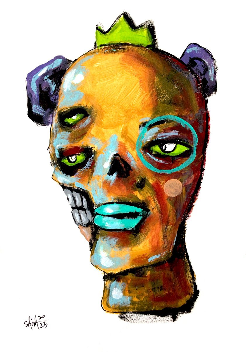 #215 Dark art Zombie portrait painting original art, Horror Creepy Art Brut Strange acryli... by Ruslan Aksenov