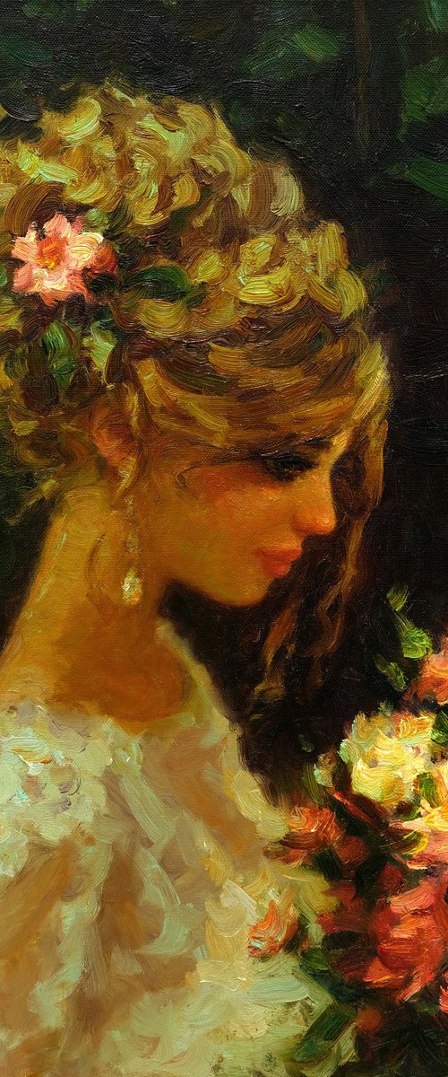 Girl and flowers by Dmitry Oleyn