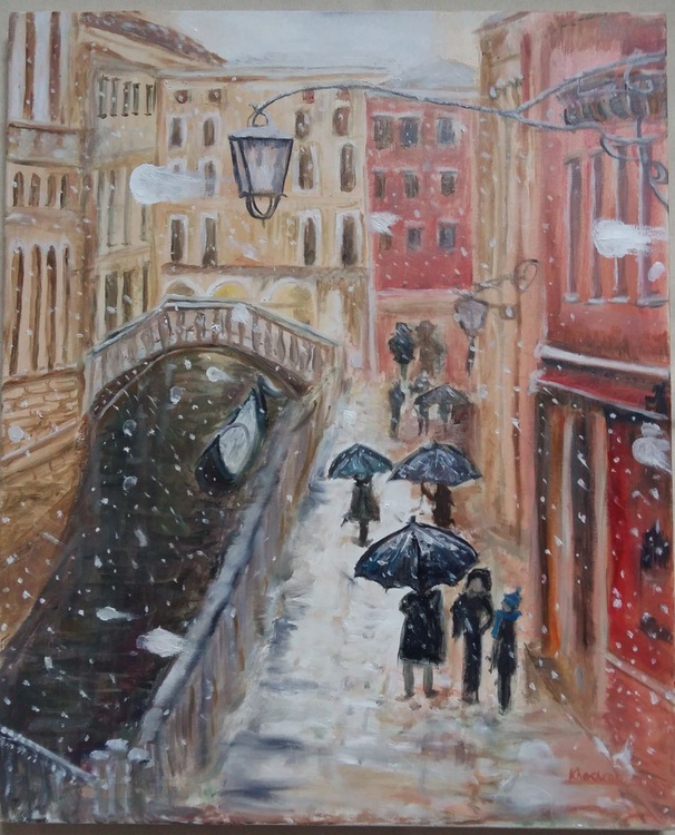 Snow In Venice Oil Painting By Olga Khoshenko Artfinder