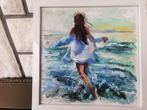 Sea women painting, Woman art by Annet Loginova