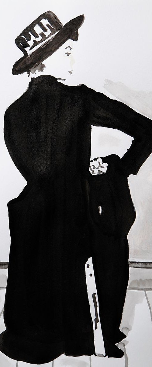 Women in a black suit / 42 x 29.7 cm by Alexandra Djokic