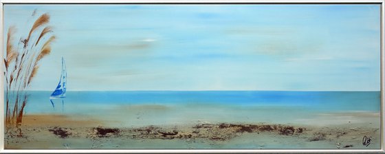 Peaceful Sea  - Abstract Art - Acrylic Painting - Canvas Art - Framed Painting - Abstract Sea Painting - Ready to Hang