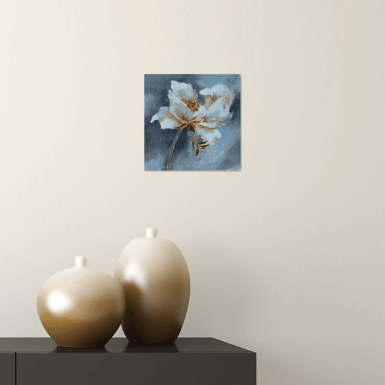 White   flower and thunder sky