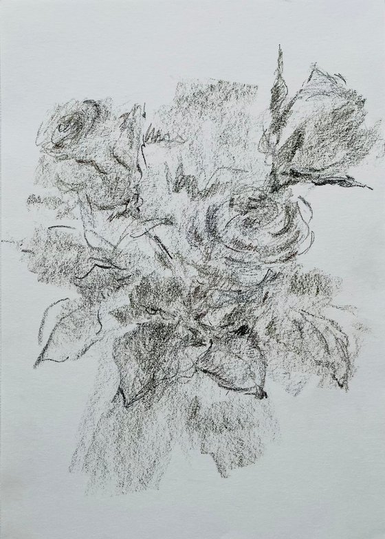 Roses #4 2020. Original charcoal drawing