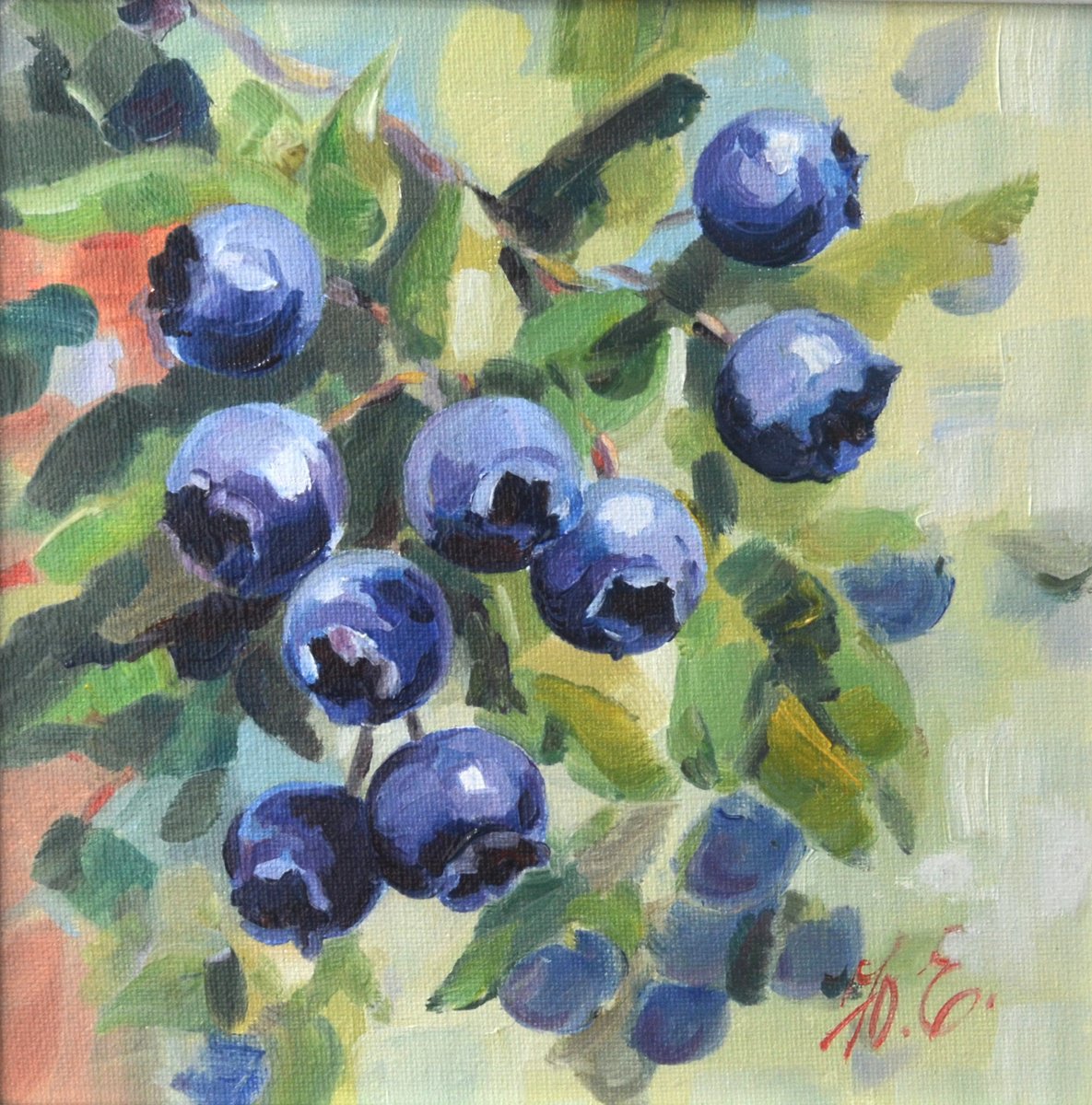 Blueberries on green by Yulia Evsyukova