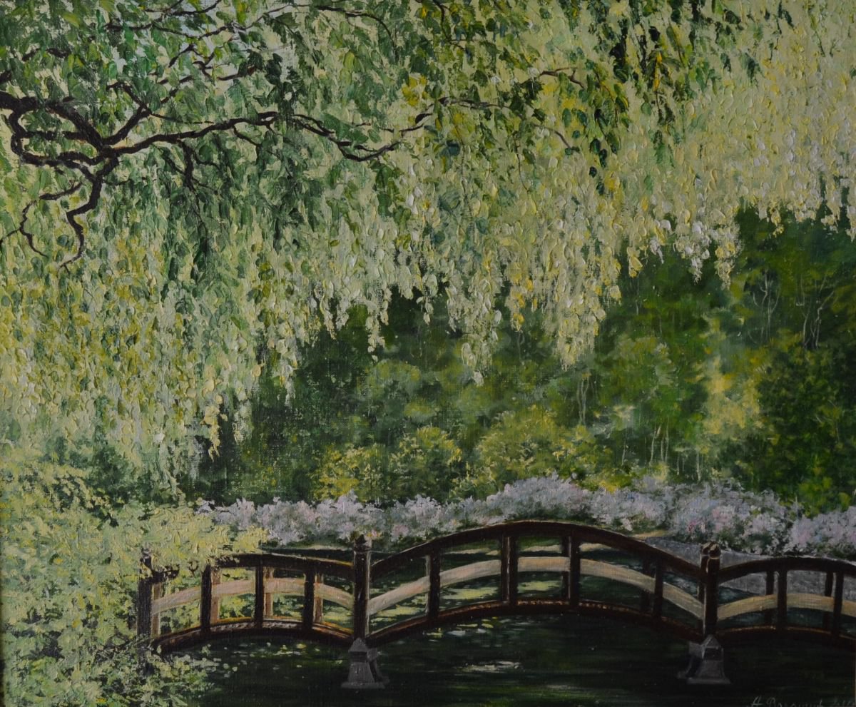 Landcsape Painting Summer Morning in a Park 50x60 cm by Anna  Voloshyn