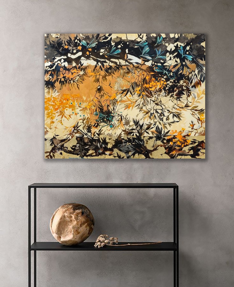 Abstract Oil Painting By Natalia Yampolskaia, 35 X 28", Flight Of Time 2. Space, Original Artwork