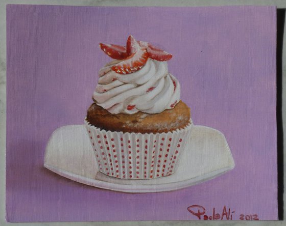 strawberry cupcake still life