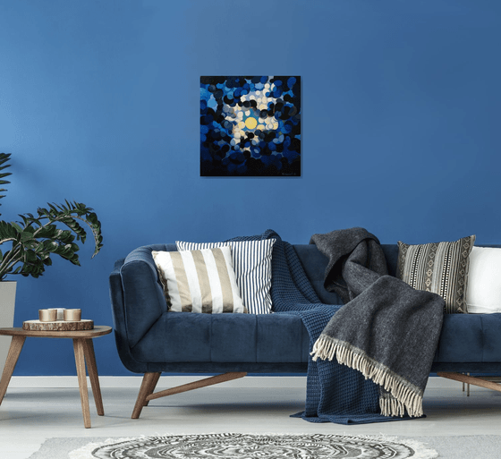 Full Moon (60x60cm, cubism, oil painting, ready to hang)