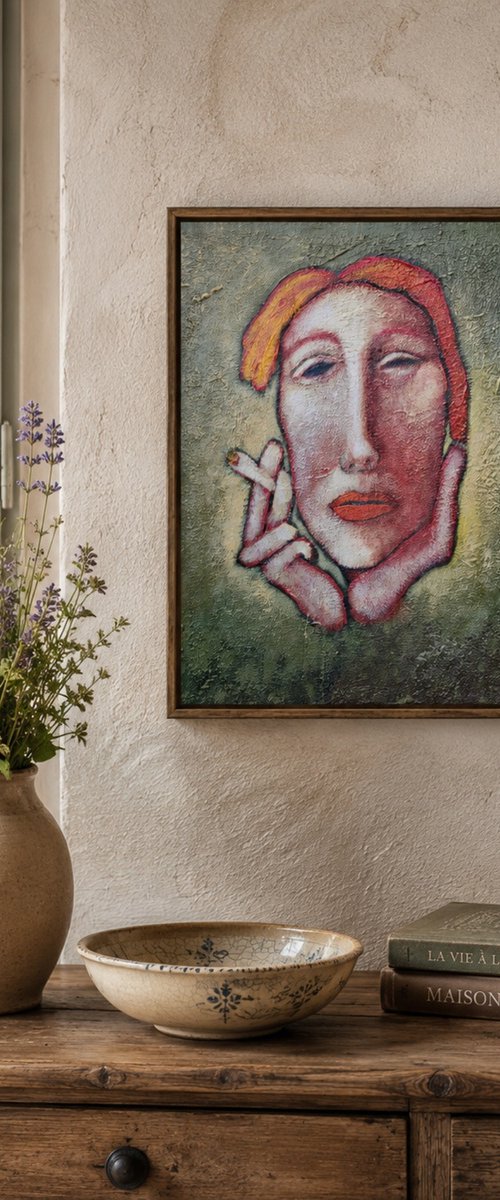 Silent Ember (30cm x 42cm x 1.6cm) by Zhana Viel