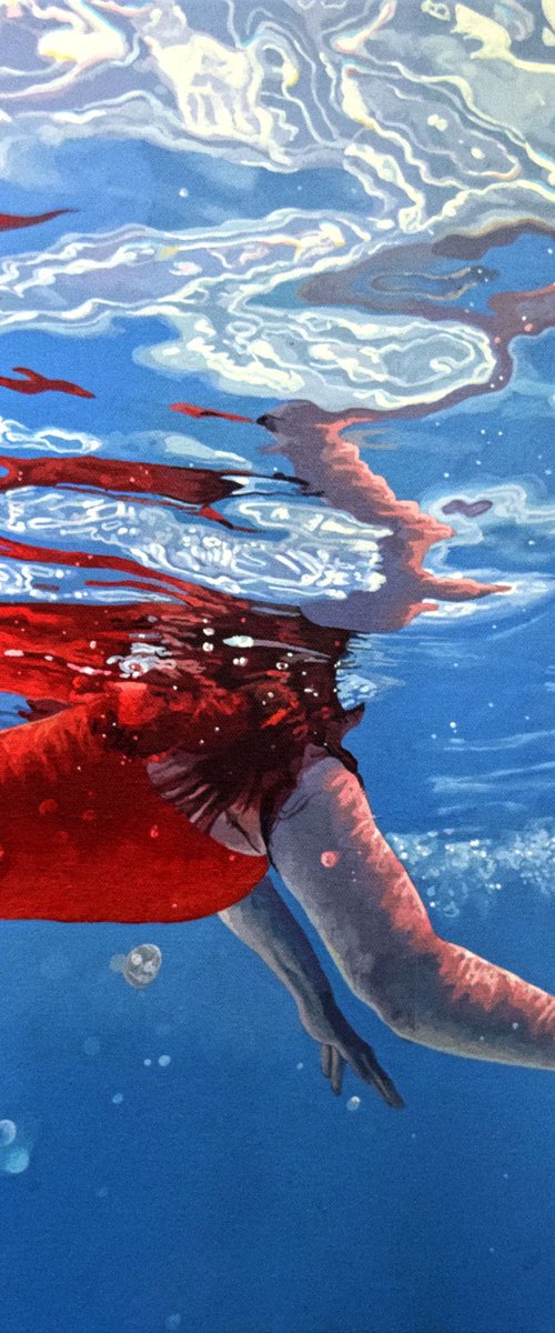 Crimson Dream - Swimming Painting by Abi Whitlock