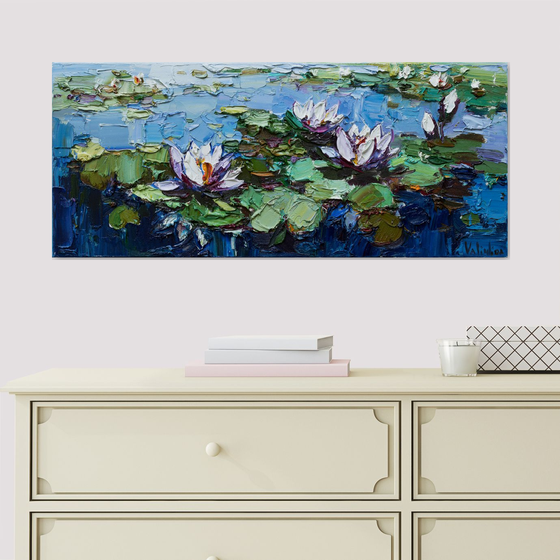 Water Lilies - Impasto Original Oil painting