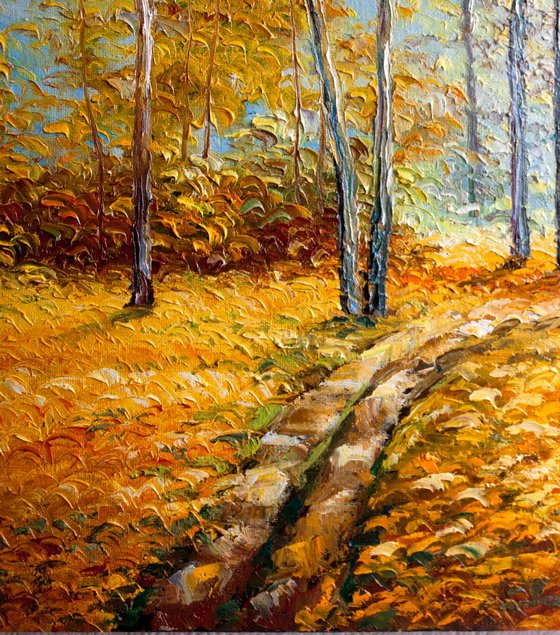 Birch grove in autumn (size 85х45cm)