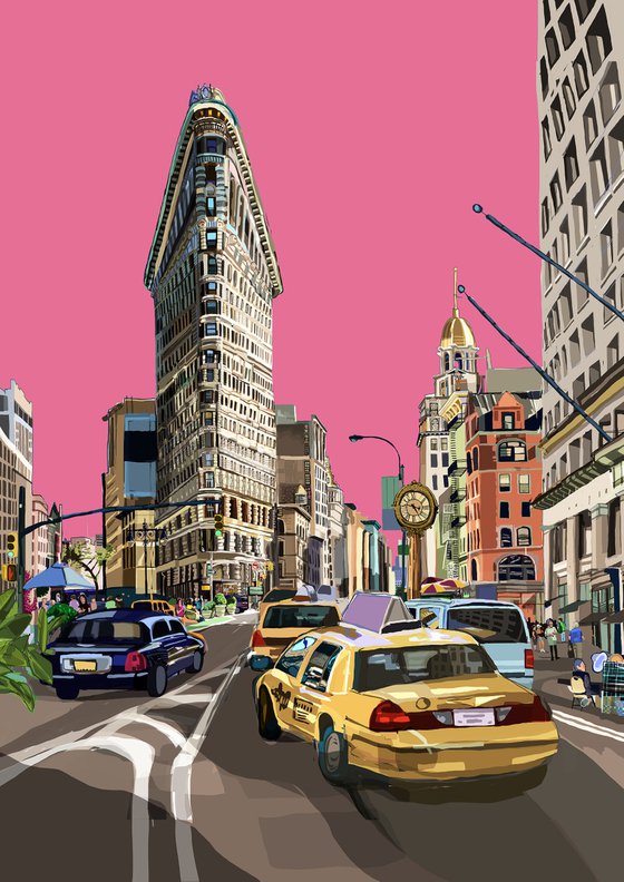 A3 Flatiron Building, New York City Illustration Print