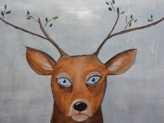The deer with leaves