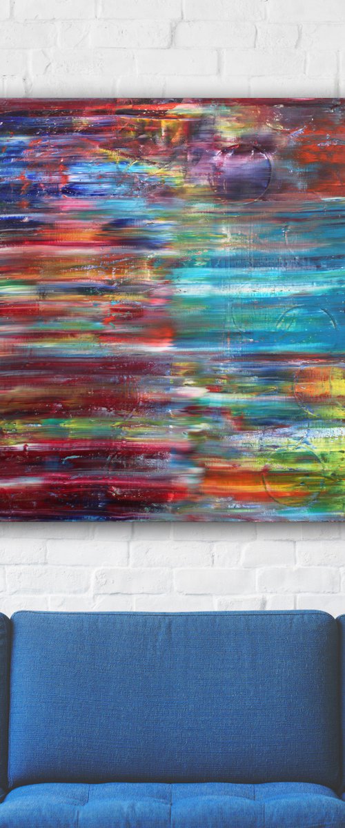"Circle Gets The Square" - Original PMS Large Oil Painting On Canvas - 30 x 30 inches, 76.2 cm x 76.2 cm by Preston M. Smith (PMS)