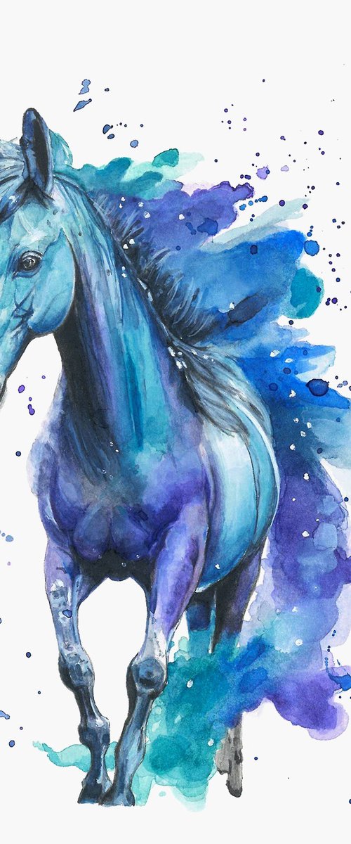 Colourful Horse Watercolour by Sandy Broenimann