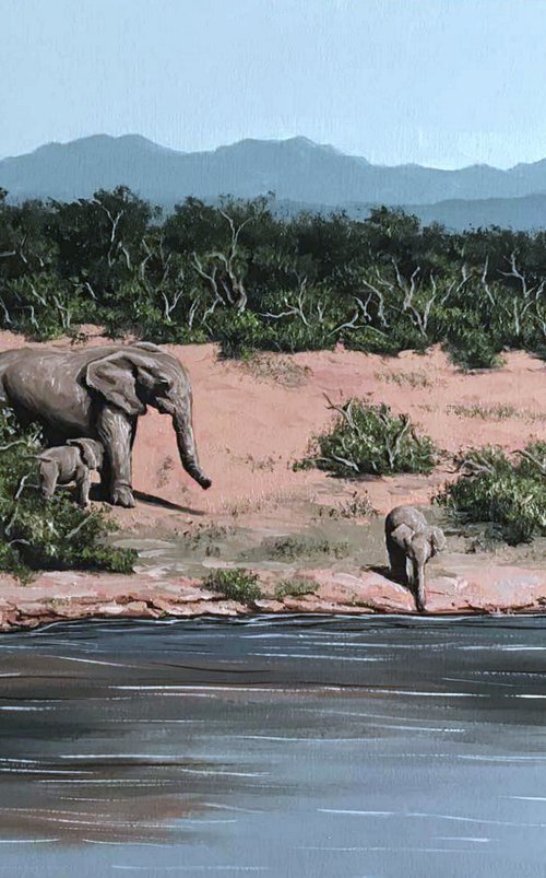 African Elephants by Elena Adele Dmitrenko