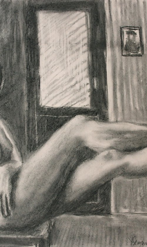 Female Figure #76 Charcoal by Juri Semjonov