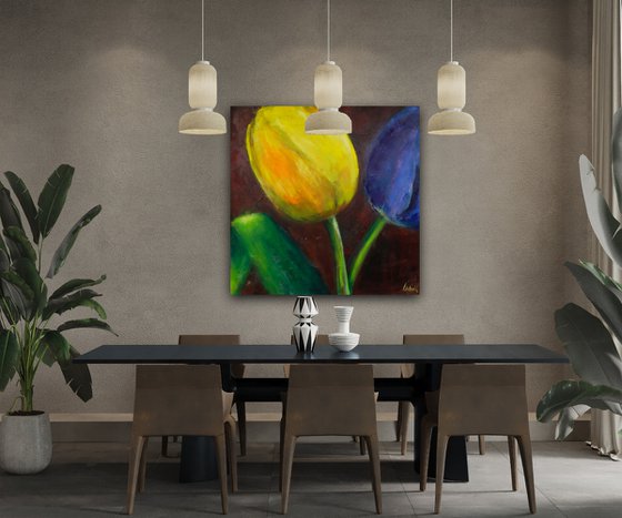 Abstract Floral painting Tulips