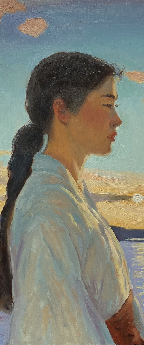 Japanese Woman at Sunset. by Jackie Smith