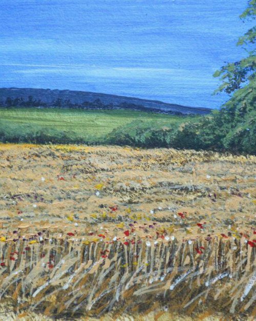 Wheat field.  Acrylic on panel 20*40cm by Eugene Gorbachenko