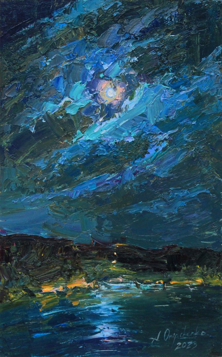 Moon in blue by Alisa Onipchenko-Cherniakovska