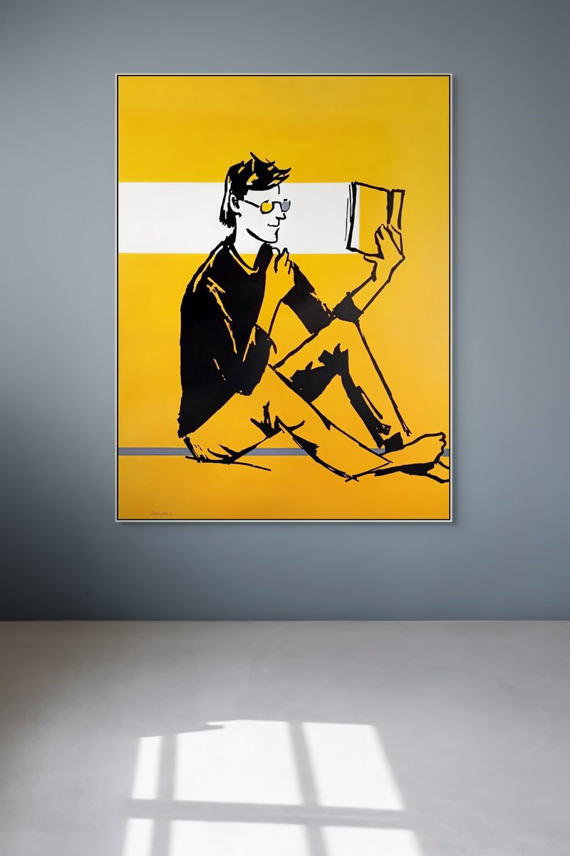 Urban And Pop Portrait Acrylic Painting By Evgen Semenyuk, 35 X 47, 3D Book, Original Artwork