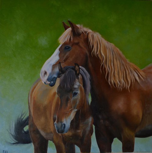 original oil painting horses by Paola Alì