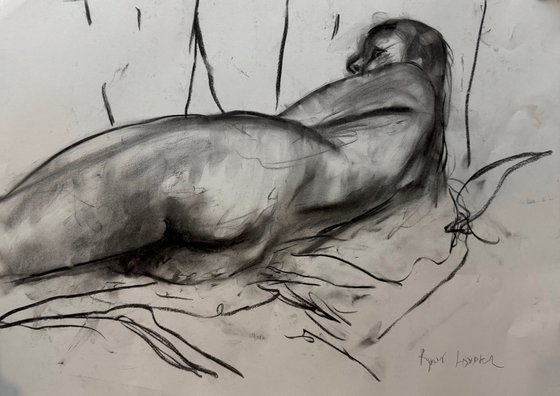 Nude Zoma 3 - 16x23 Oil and Charcoal On Paper