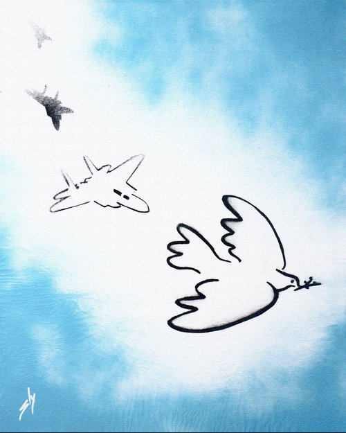 Dogfight dove (on an Urbox). by Juan Sly