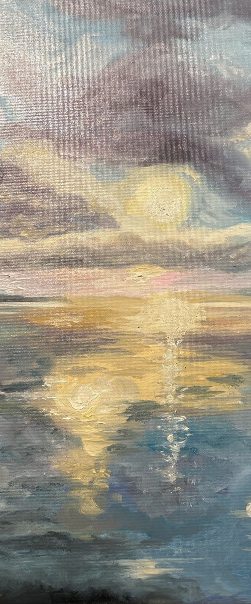 Oil Sunset Painting Original Seascape by Abigail Wilson