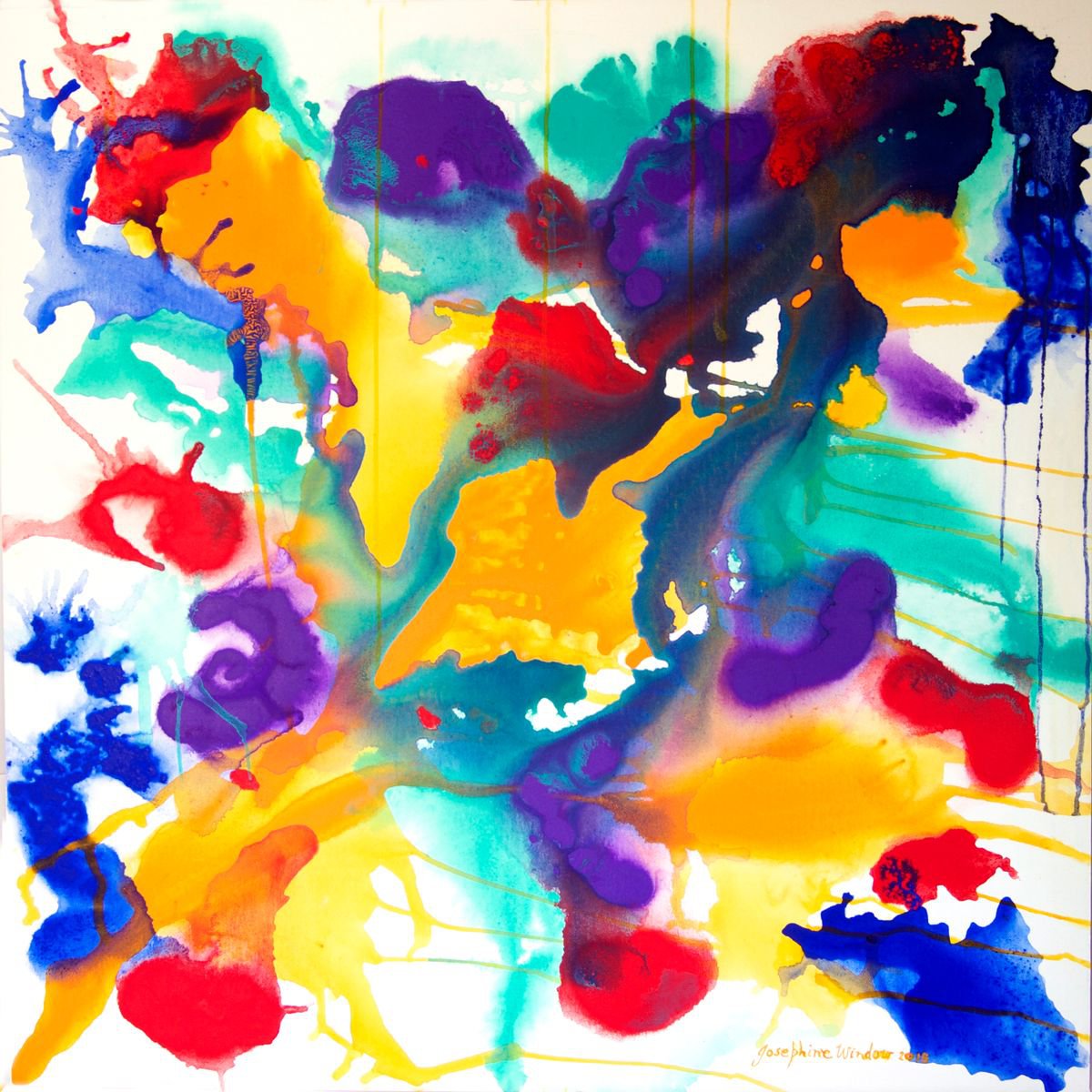 Fluidity Dance #2 X-Large Abstract Painting 110cm x 110cm (43 1/2 inches x 43 1/2 inches) by Josephine Window