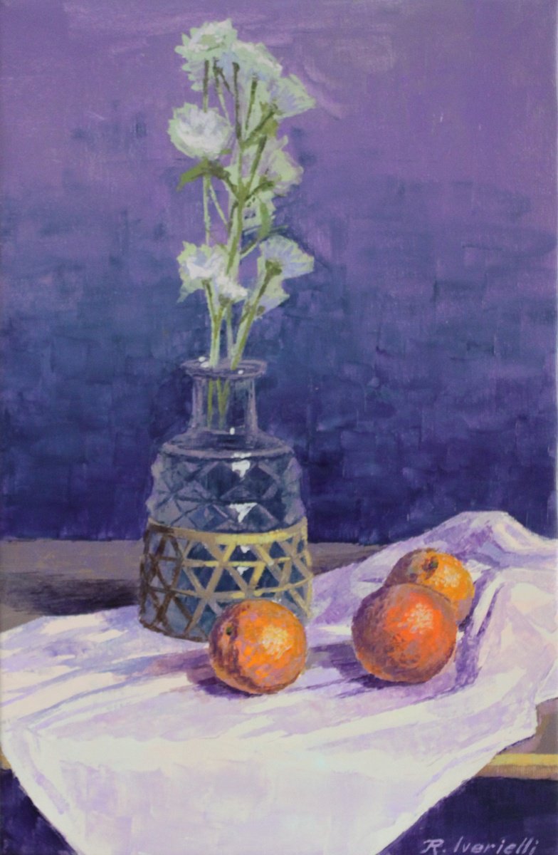 Still Life With Flowers And Citrus By Revaz Tcheishvili, 13 X 19, Artwork For Sale On Artfinder