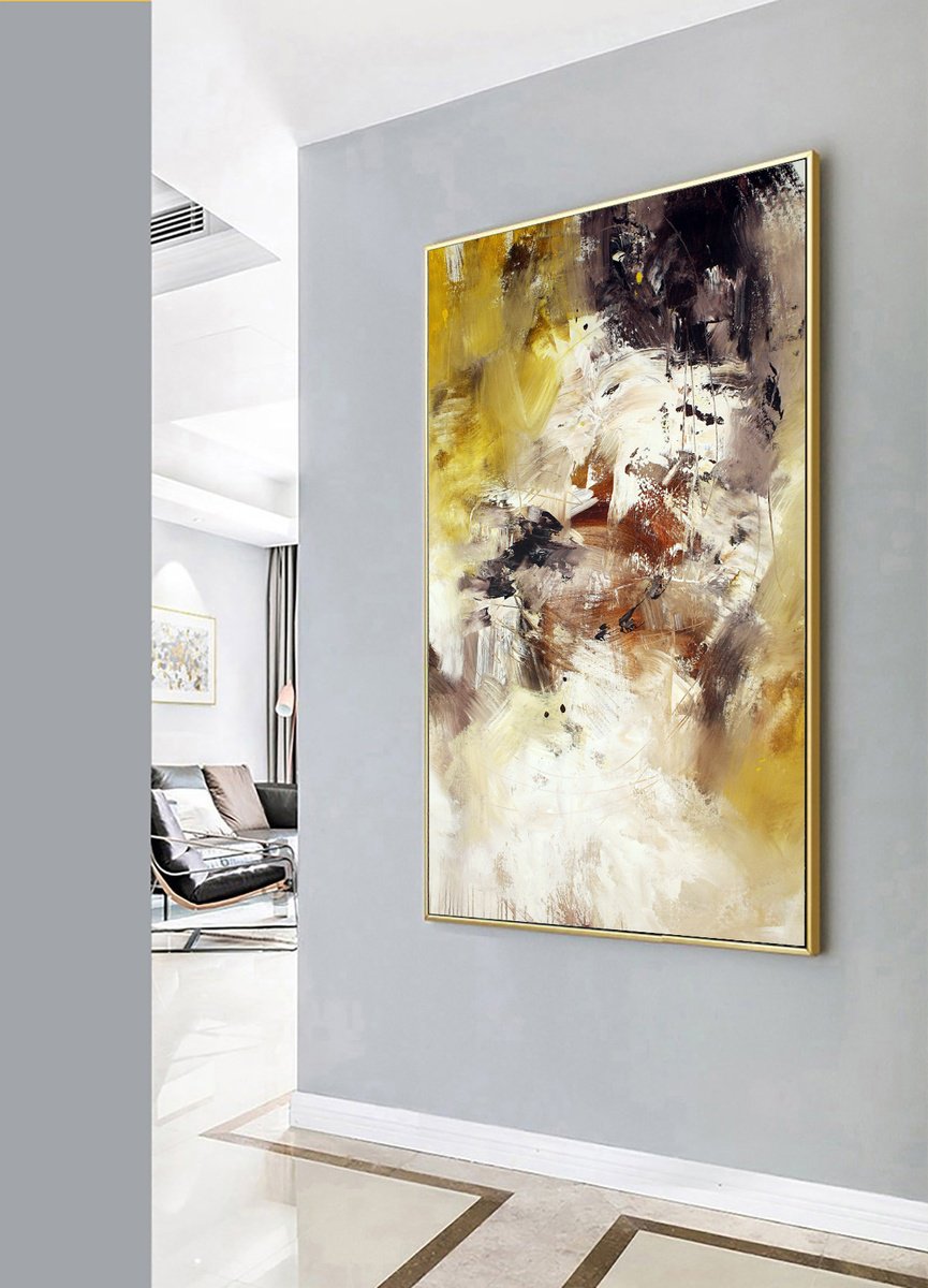 Abstract Oil Painting By Hugh Abernethy, 36 X 60, Iii, Original Artwork