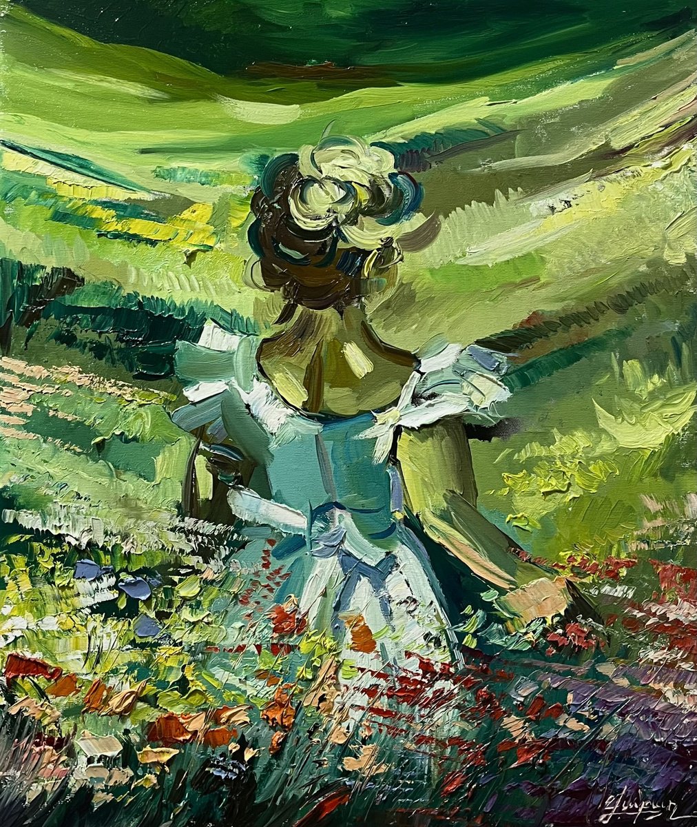 Impressionistic Botanical Oil Painting By Vahe Bagumyan, 20 X 24", Fields Of Serenity, Original Artwork