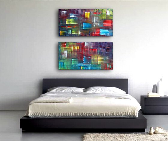 "Apparition Series" - Save As A Series - FREE USA Shipping - Original Large PMS Abstract Diptych Oil Paintings On Canvas - 36" x 36"