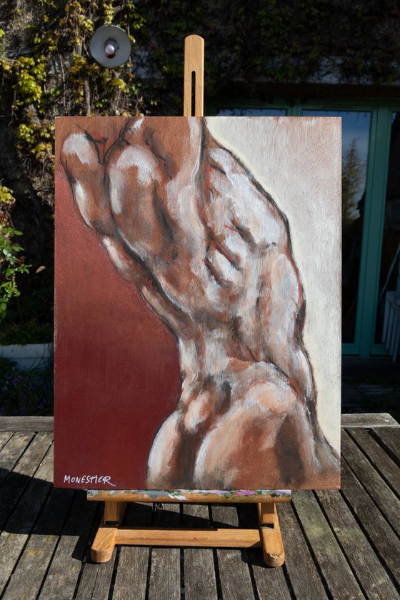 Baroque torso in profile Male nude back man body muscles gay
