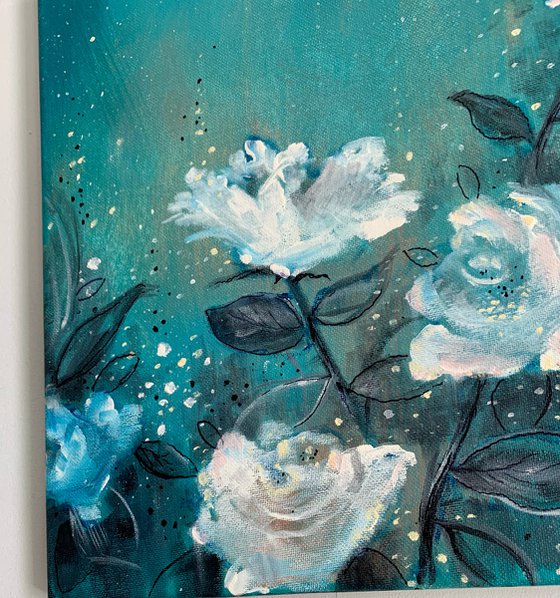 Moon Roses In Teal