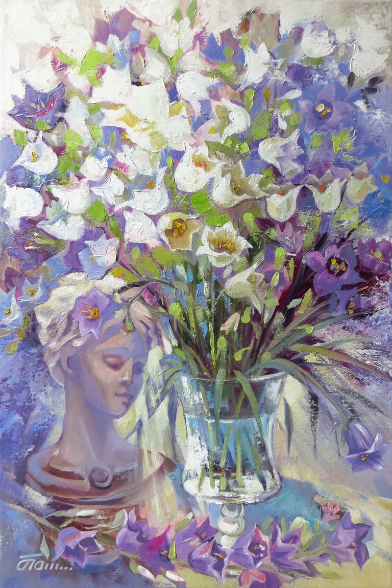 Campanula, 40x60, oil on canvas by Olga Panina