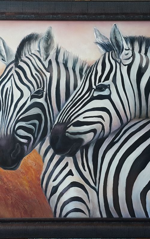 Zebras (80x50cm) by Mary Voloshyna