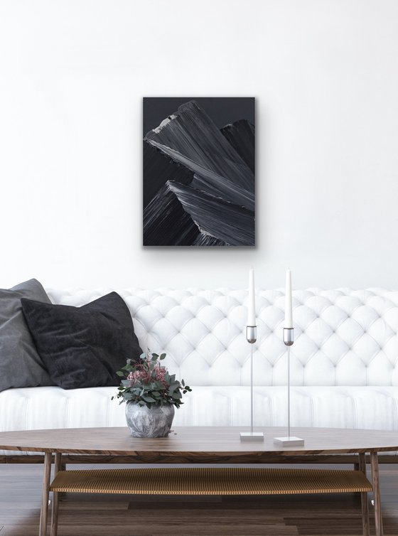 Textured Abstract Black White