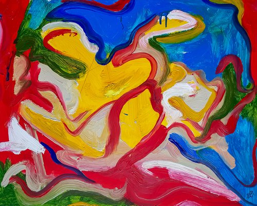 "Exaltation N-1" - Abstract Expressionism In the style of Willem de Kooning by Retne