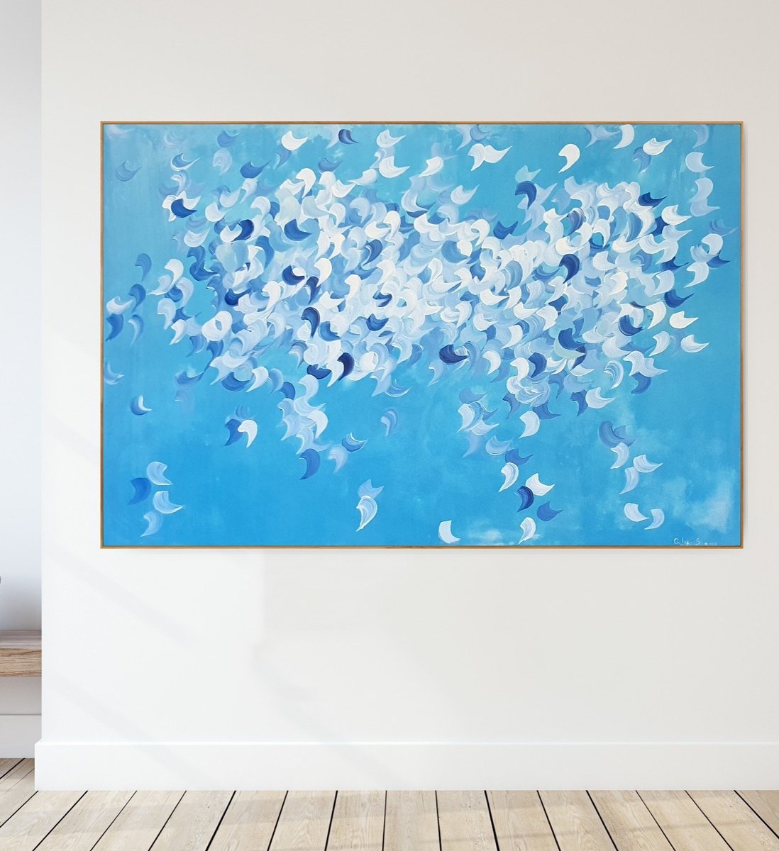 Abstract Acrylic Painting By Gabriela Azar Schreiner, 71 X 47, The Swimmer, Original Artwork