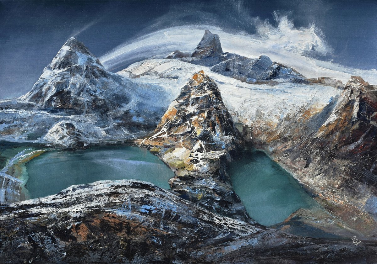 Abstract Landscape Oil Painting By Ivan Grozdanovski, 39 X 28, On The Path To Valhalla -7, Original Artwork