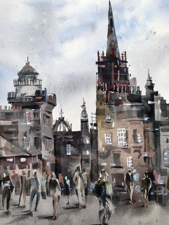 Edinburgh. One of a kind, original painting, handmad work, gift, watercolour art.