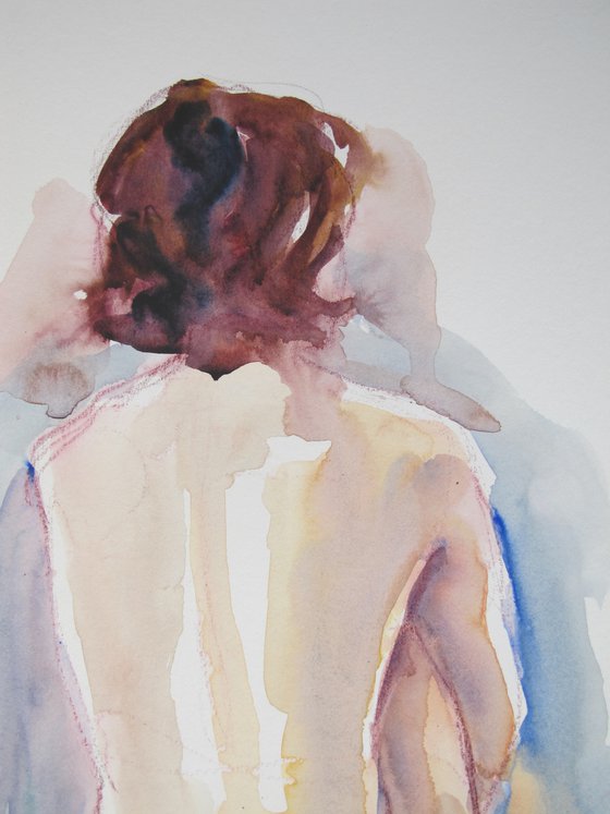 Seated female nude back study