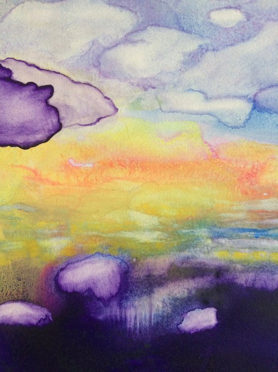 We Did Not See The Clouds Coming - Landscape Seascape Watercolor