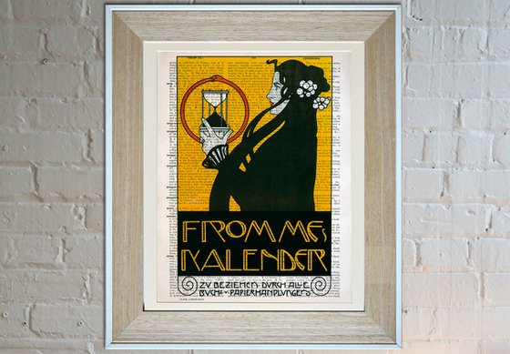 Fromme's Calendar Poster 2 - Collage Art Print on Large Real English Dictionary Vintage Book Page