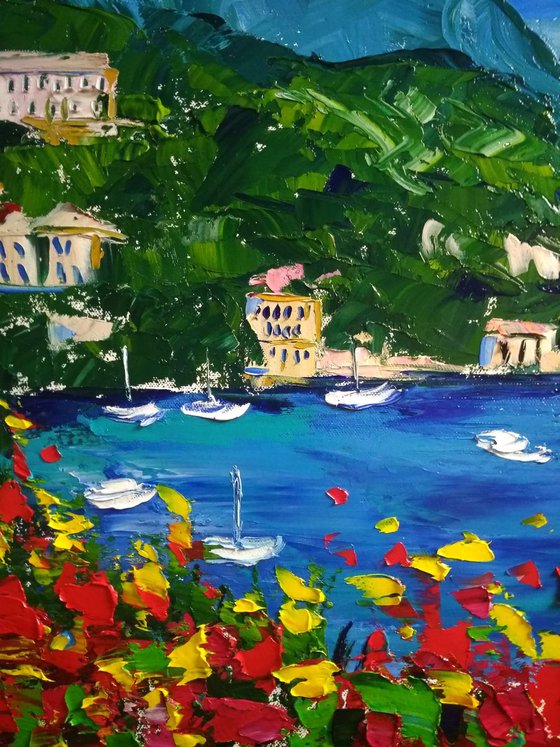 Portofino Italy Original oil painting on stretched canvas Italian Riviera Coastal Landscape